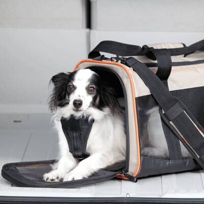 Kurgo Wander Carrier fekete, narancs és homokszínű kutyaszállító táska