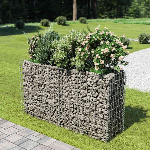 vidaXL horganyzott ac&eacute;l gabion magas&aacute;gy&aacute;s 180 x 50 x 100 cm