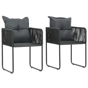 vidaXL 2 db fekete polyrattan k&uuml;lt&eacute;ri sz&eacute;k p&aacute;rn&aacute;val