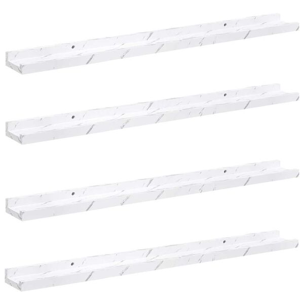 vidaXL Falpolc polcokkal 4 pcs Feh&eacute;r m&aacute;rv&aacute;ny 80 x 9 x 3 cm Faanyag