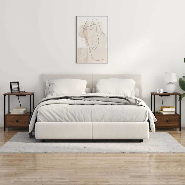 vidaXL &Eacute;jjeliszekr&eacute;ny fi&oacute;kkal Barna T&ouml;lgy 42 x 41 x 56 cm Faanyag