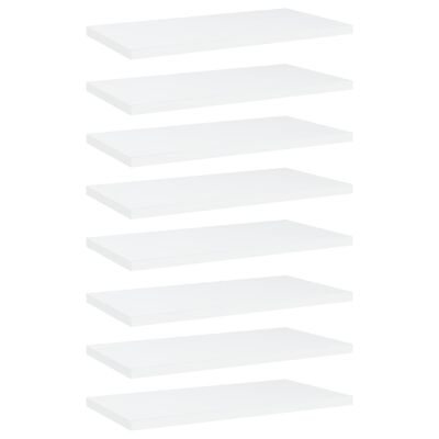 vidaXL 8 db fehér forgácslap könyvespolc 40 x 20 x 1,5 cm