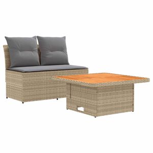 vidaXL 2 Darab Kerti k&ouml;z&eacute;pső kanap&eacute; emelhető asztallal polirattan