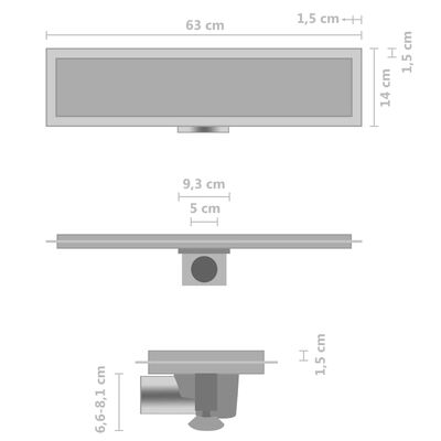vidaXL rozsdamentes acél 2 az 1-ben zuhanylefolyó fedéllel 63 x 14 cm