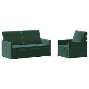 vidaXL Kanap&eacute; Szett 2 pcs S&ouml;t&eacute;tz&ouml;ld B&aacute;rsony