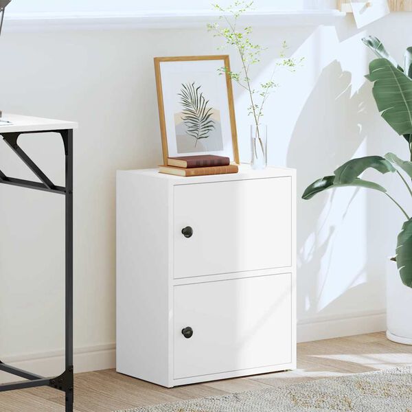 vidaXL feh&eacute;r szerelt fa k&ouml;nyvespolc 40x24x52 cm