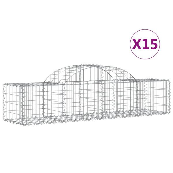 vidaXL 15 db íves horganyzott vas gabion kosár 200x50x40/60 cm