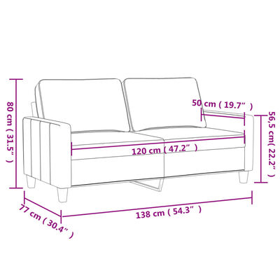 vidaXL 2 személyes krémszínű műbőr kanapé 120 cm