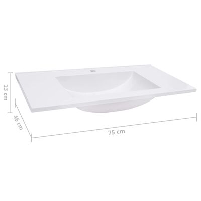 vidaXL fehér SMC beépítheető mosdókagyló 750 x 460 x 130 mm