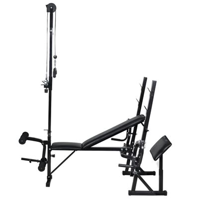 vidaXL edzőpad állvánnyal / egykezes és kétkezes súlyzószettel 30,5 kg