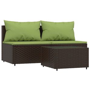 vidaXL 3 r&eacute;szes barna polyrattan kerti &uuml;lőgarnit&uacute;ra p&aacute;rn&aacute;val