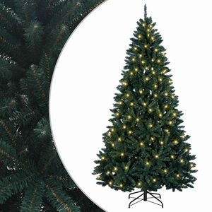 vidaXL Műanyag Hajtogat&oacute;s Kar&aacute;csonyfa 210 cm 300 LED Meleg feh&eacute;r