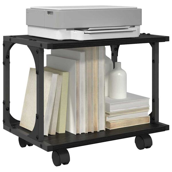 vidaXL Nyomtat&oacute;&aacute;llv&aacute;ny Fekete t&ouml;lgy 41 x 28 x 33.5 cm Faanyag