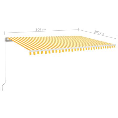 vidaXL sárga és fehér automata napellenző 500x300 cm