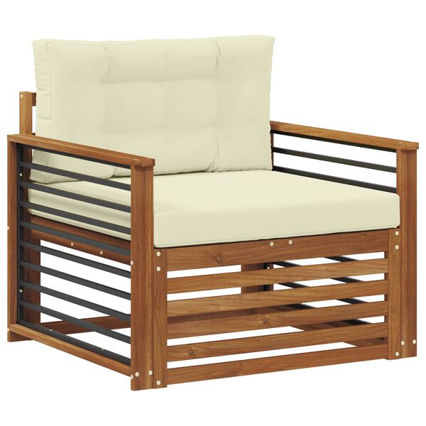 vidaXL K&uuml;lt&eacute;ri kanap&eacute; szett T&ouml;m&ouml;r ak&aacute;cfa &eacute;s poli&eacute;szter Term&eacute;szetes