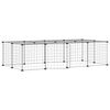 vidaXL 20 paneles fekete ac&eacute;l kis&aacute;llatketrec ajt&oacute;val 140 x 70 x 35 cm