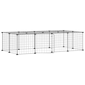 vidaXL 20 paneles fekete ac&eacute;l kis&aacute;llatketrec ajt&oacute;val 140 x 70 x 35 cm