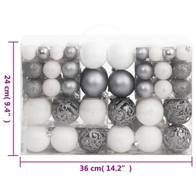 vidaXL 111 részes fehér és szürke polisztirol karácsonyi gömb szett