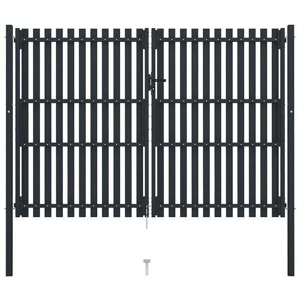 vidaXL antracit sz&iacute;nű, k&eacute;tsz&aacute;rny&uacute; ac&eacute;l ker&iacute;t&eacute;skapu 300 x 200 cm