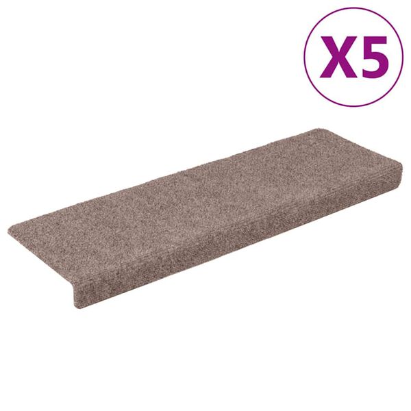 vidaXL 5 db &ouml;ntapad&oacute;s l&eacute;pcsőszőnyeg 65 x 21 x 4 cm vil&aacute;gosbarna t&eacute;glalap alak&uacute; sz&eacute;llel