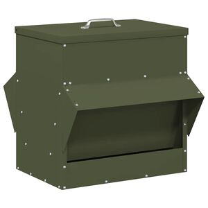 vidaXL Csirke etető Olajz&ouml;ld 40,5 x 45 x 41 cm 20 kg