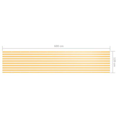 vidaXL fehér-sárga oxford-szövet erkélyparaván 120 x 600 cm