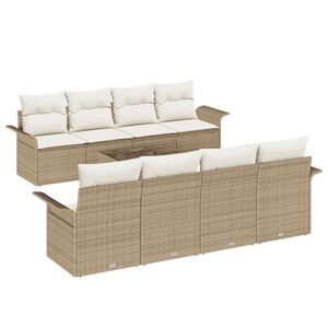vidaXL Kerti Kanap&eacute; Szett p&aacute;rn&aacute;val 9 pcs Beige &eacute;s kr&eacute;m polirattan