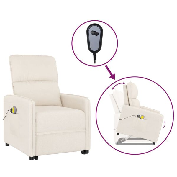 vidaXL bézs mikroszálas szövet felállást segítő masszázsfotel