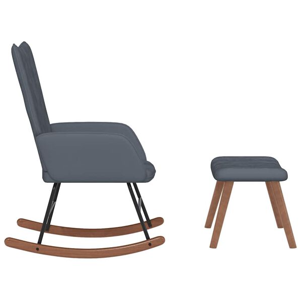 vidaXL sötétszürke bársony hintaszék lábtartóval