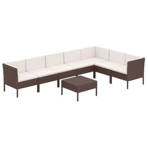 vidaXL 8 r&eacute;szes barna polyrattan kerti &uuml;lőgarnit&uacute;ra p&aacute;rn&aacute;kkal