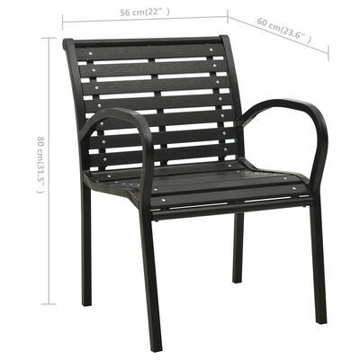 vidaXL 2 db fekete acél és WPC kerti szék