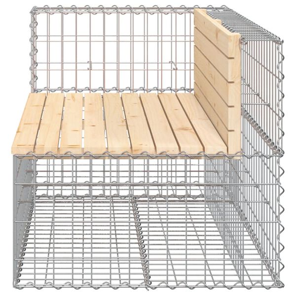 vidaXL t&ouml;m&ouml;r fenyőfa gabion kerti pad 122x71x65,5 cm