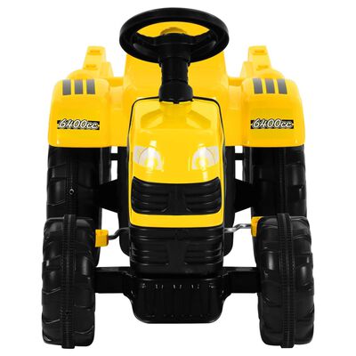 vidaXL sárga pedálos gyermektraktor pótkocsival