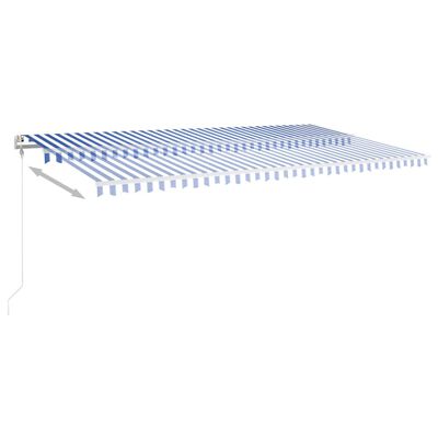 vidaXL kék és fehér kézzel kihúzható napellenző póznákkal 6 x 3,5 m