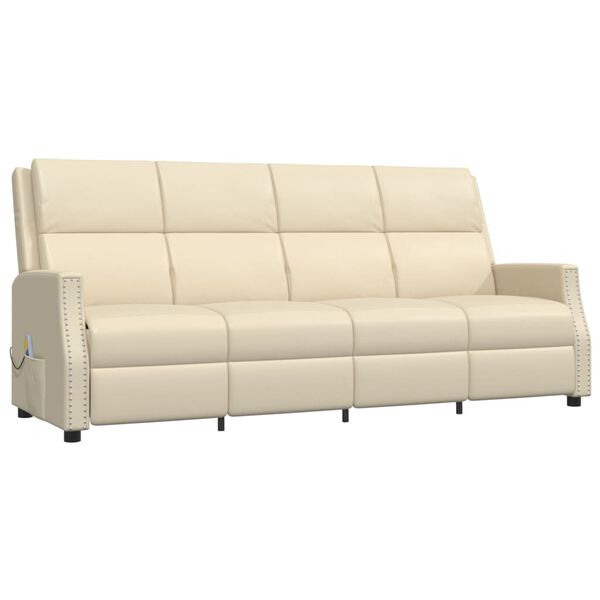 vidaXL 4 személyes krém műbőr dönthető masszázsfotel