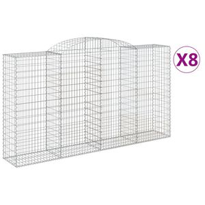 vidaXL 8 db &iacute;ves horganyzott vas gabion kos&aacute;r 300x50x160/180 cm