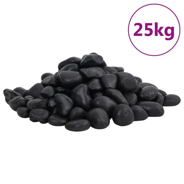 vidaXL 25 kg fekete csiszolt kavics 2-5 cm