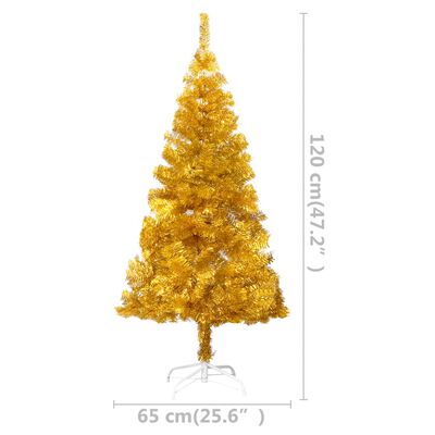 vidaXL aranyszínű PET megvilágított műkarácsonyfa állvánnyal 120 cm