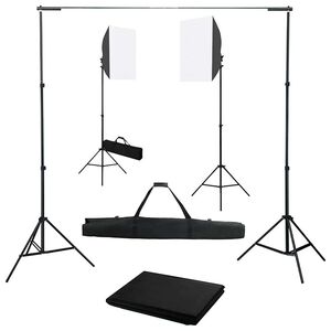 vidaXL fot&oacute;st&uacute;di&oacute;-felszerel&eacute;s softbox l&aacute;mp&aacute;kkal &eacute;s h&aacute;tt&eacute;rrel