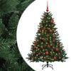 vidaXL Műkar&aacute;csonyfa g&ouml;mbbel 120 cm 150 LED Meleg feh&eacute;r PVC &eacute;s f&eacute;m
