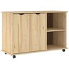 vidaXL G&ouml;rgős szekr&eacute;ny ker&eacute;kkel Barna 100 x 39 x 65,5 cm T&ouml;m&ouml;r fenyőfa