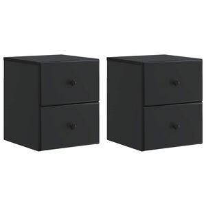 vidaXL Fali &eacute;jjeli szekr&eacute;ny 2 db Fekete 34,5 x 33 x 40 cm Szerelt Fa