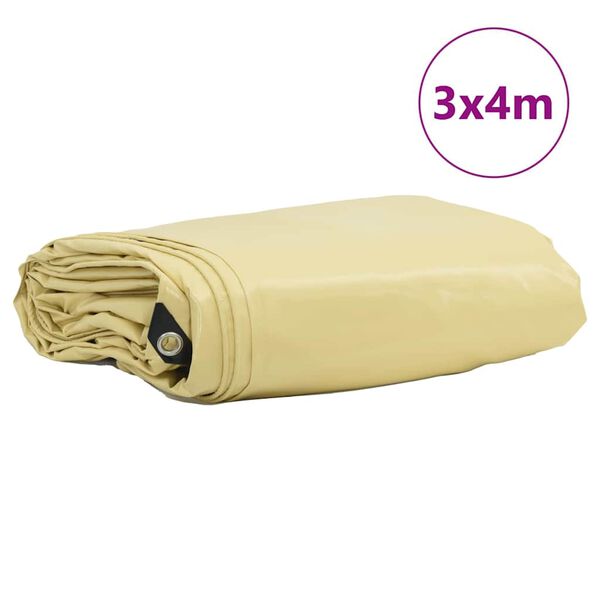 vidaXL Ponyva 650g / m&sup2; B&eacute;zs 3 x 4 m V&aacute;szon PVC bevonattal