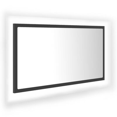 vidaXL szürke akril LED-es fürdőszobai tükör 80x8,5x37 cm