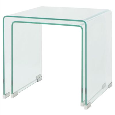 vidaXL Két részes egymásba rakható asztal szett edzett üvegből