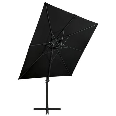 vidaXL fekete dupla tetejű konzolos napernyő 250 x 250 cm