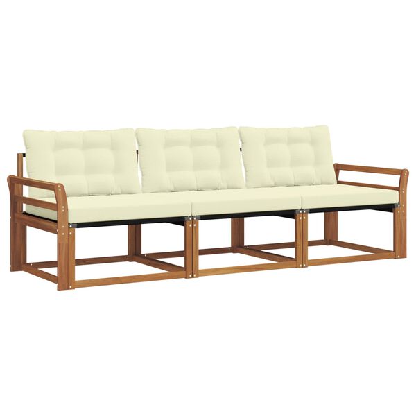 vidaXL K&uuml;lt&eacute;ri kanap&eacute; szett p&aacute;rn&aacute;val 3 pcs Term&eacute;szetes &eacute;s kr&eacute;msz&iacute;nű