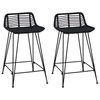 vidaXL B&aacute;rsz&eacute;k 2 db Fekete 44 x 45 x 76 cm Rattan &eacute;s ac&eacute;l