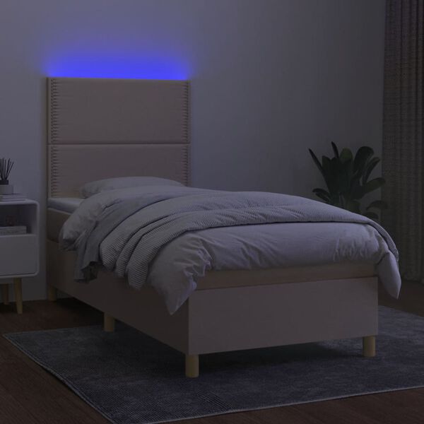 vidaXL kr&eacute;msz&iacute;nű sz&ouml;vet rug&oacute;s &eacute;s LED-es &aacute;gy matraccal 90x190 cm