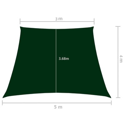 vidaXL sötétzöld trapéz alakú oxford-szövet napvitorla 3/5 x 4 m